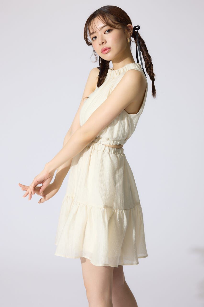 rienda「ホルターネックギャザーミニフレアワンピース」|ワンピース|