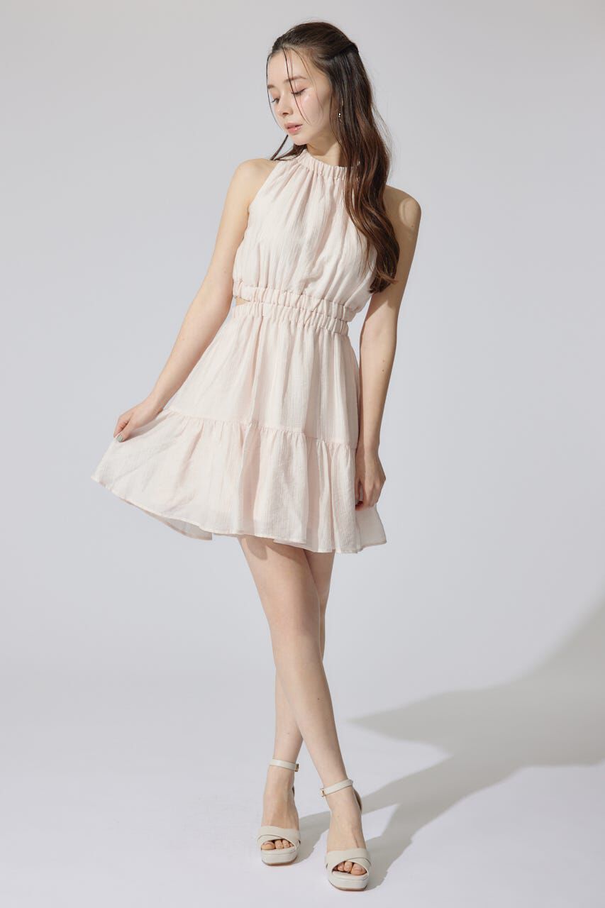 rienda「ホルターネックギャザーミニフレアワンピース」|ワンピース|