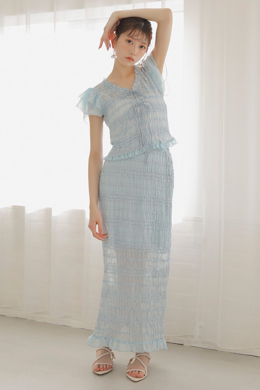 rienda「シャーリングカットフリルスカート」|スカート|L/BLU1