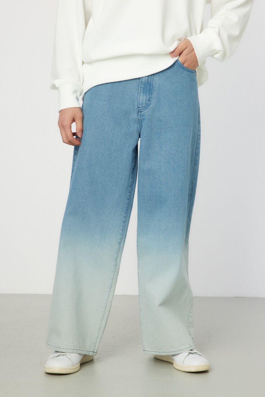 RODEO CROWNS「フェードワイドデニムパンツ」|デニム|L/BLU1