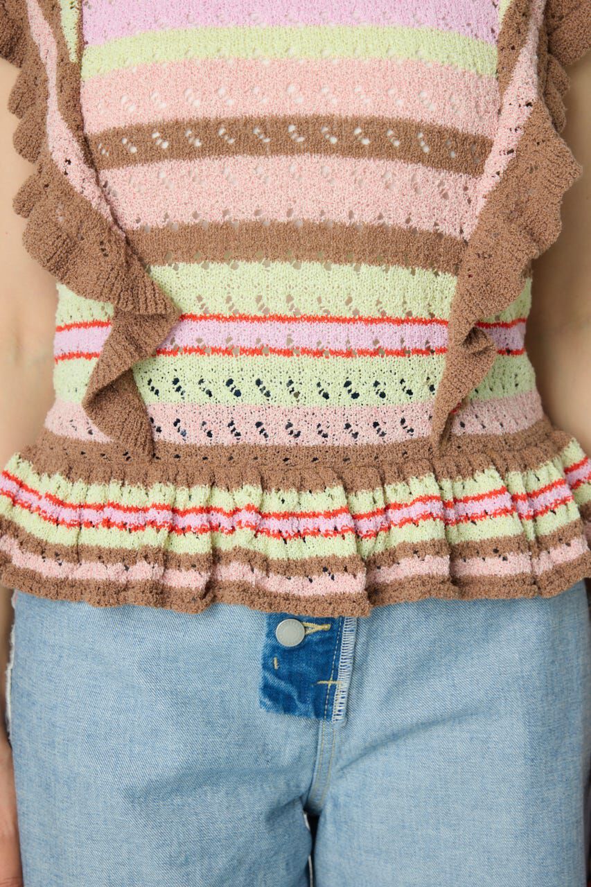 RODEO CROWNS「2WAYフリルクロシェニットトップス」|タンクトップ|