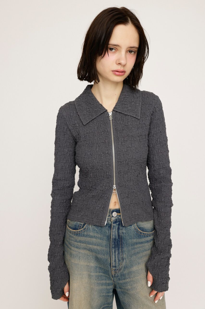 SLY「FRONT ZIP JQ トップス」|Tシャツ・カットソー|