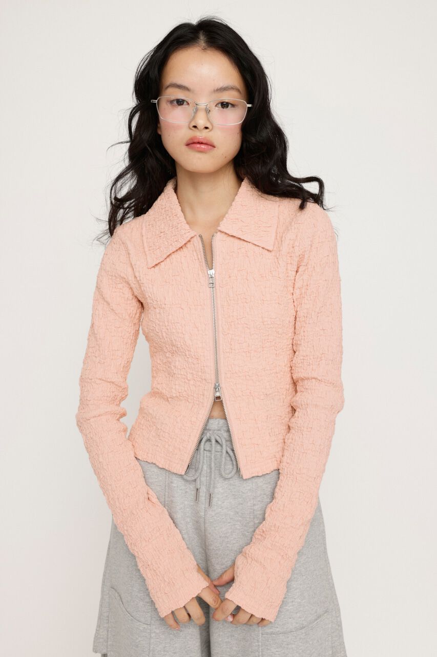 SLY「FRONT ZIP JQ トップス」|Tシャツ・カットソー|PNK