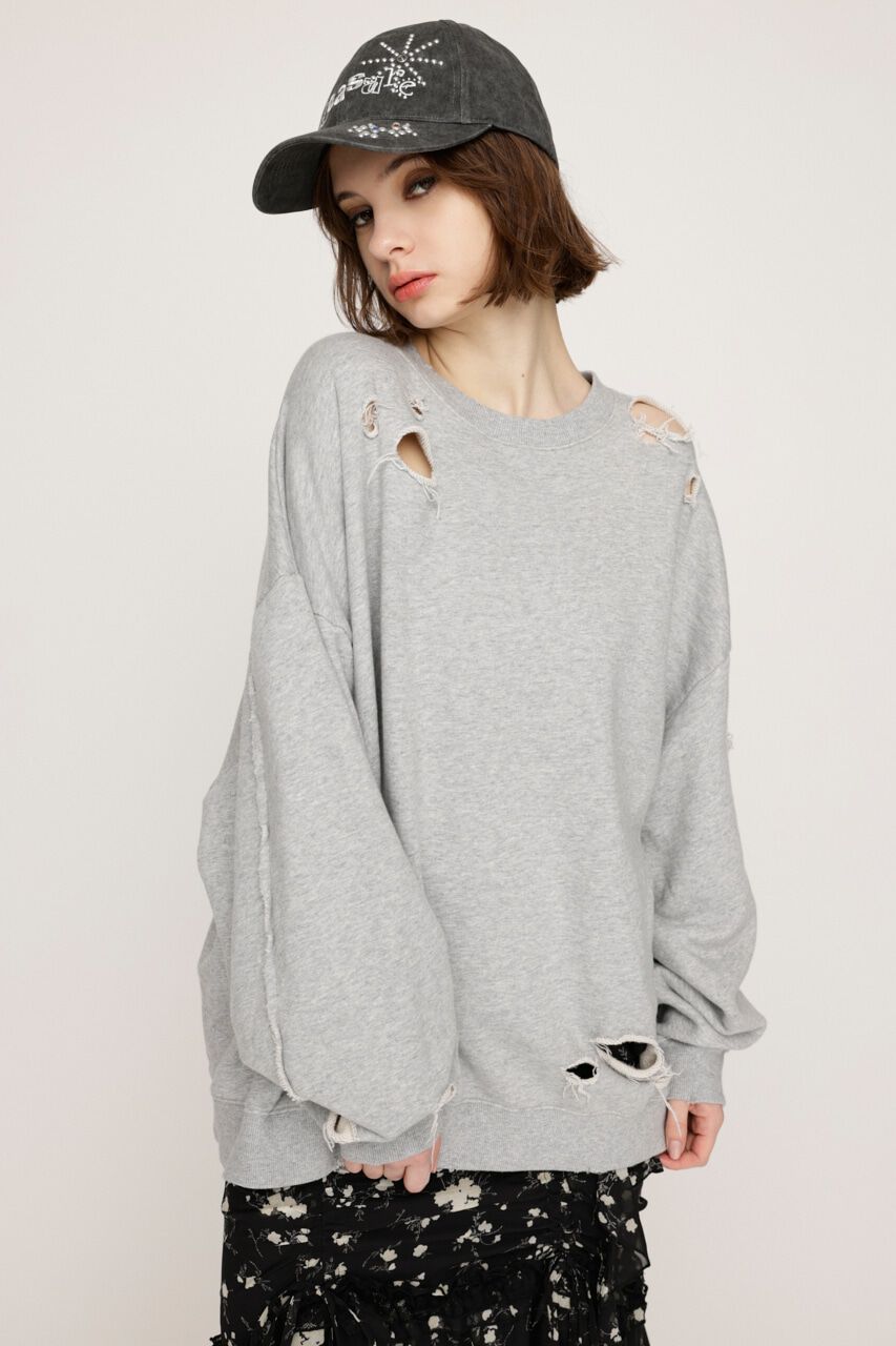 SLY「OVERSIZE DAMAGE スウェット」|Tシャツ・カットソー|T.GRY