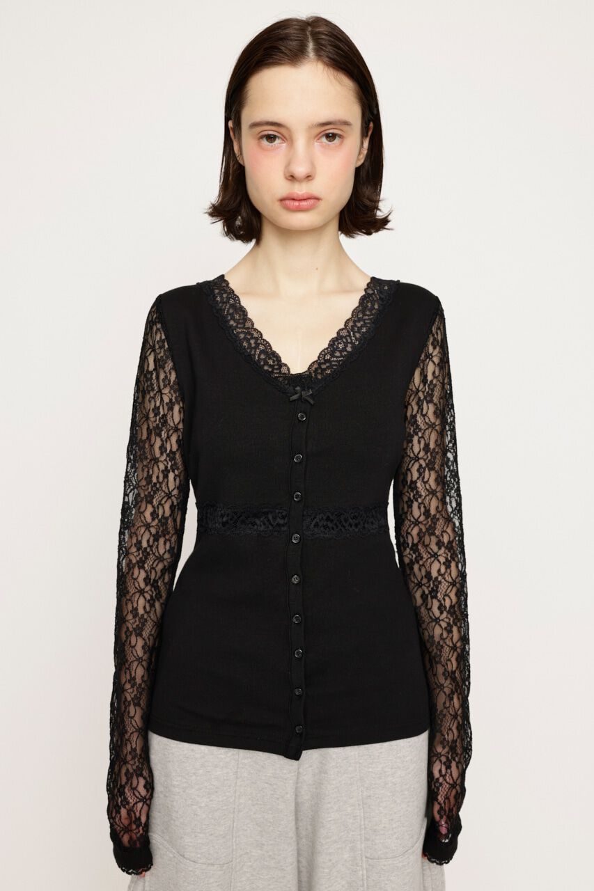 SLY「LACE RIB COMBI ブラウス」|Tシャツ・カットソー|
