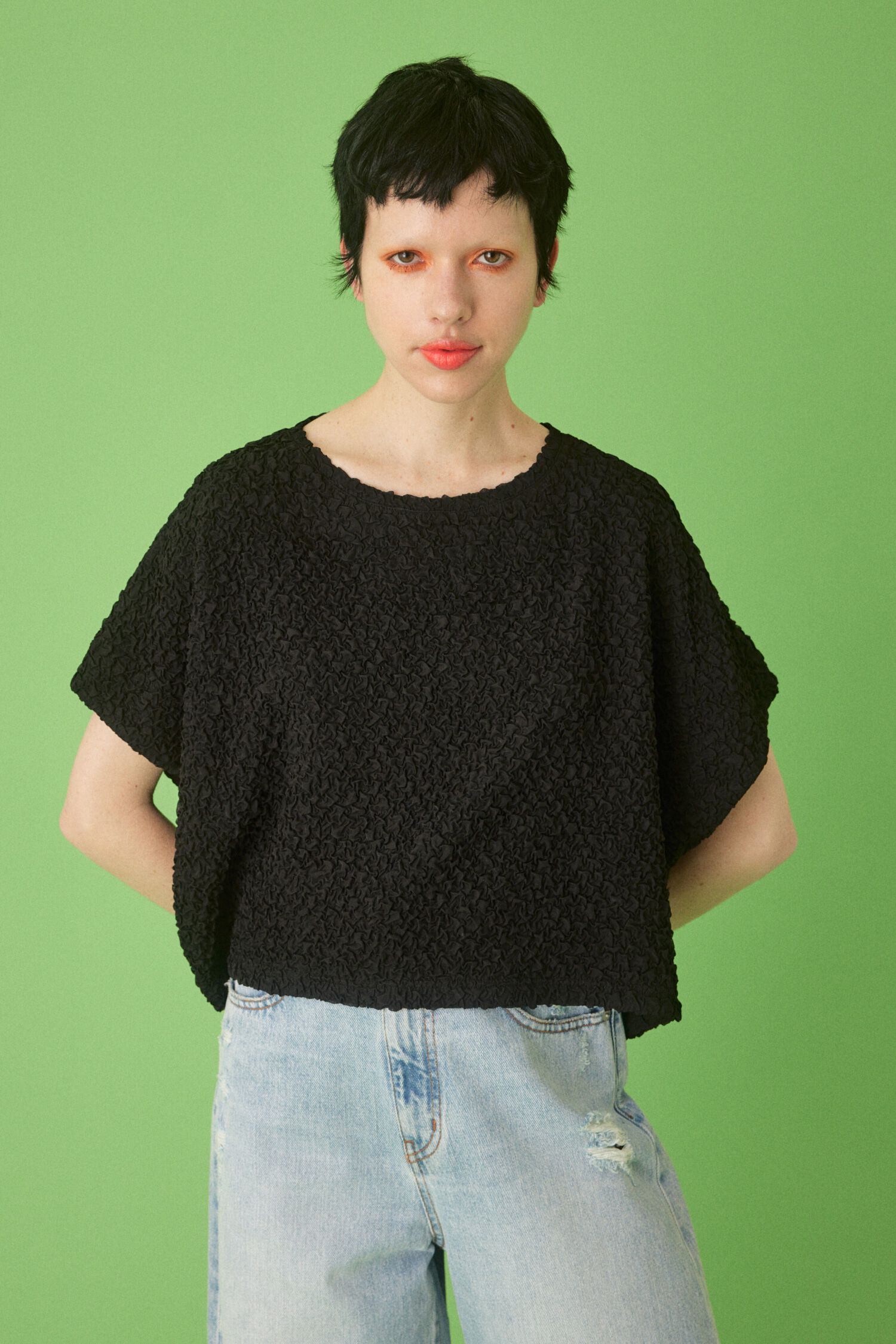 HeRIN.CYE「Short box tops」|Tシャツ・カットソー|BLK