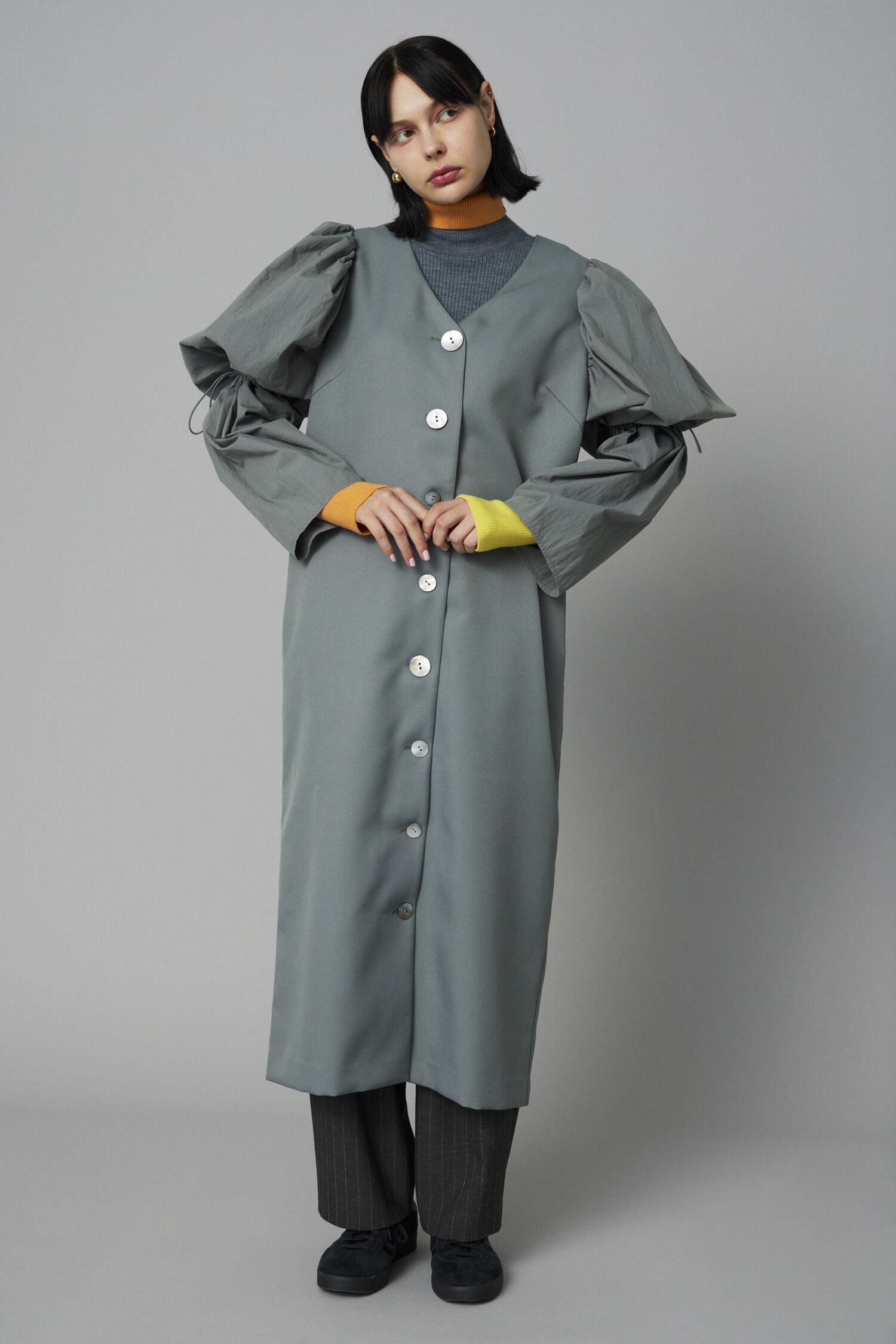 HeRIN.CYE「Balloon sleeve dress coat」|ワンピース|GRY