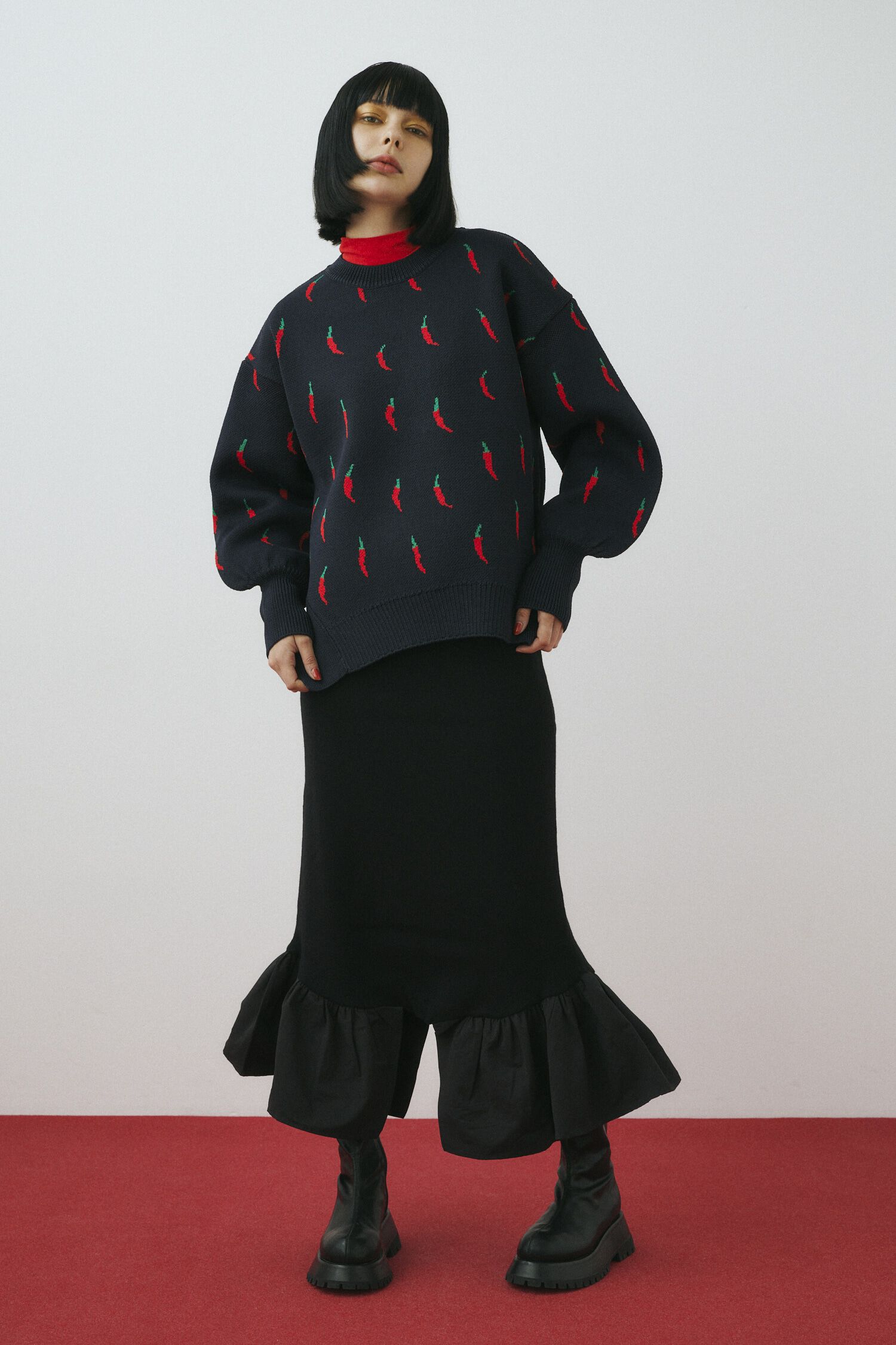 HeRIN.CYE「Frill hem skirt」|スカート|BLK