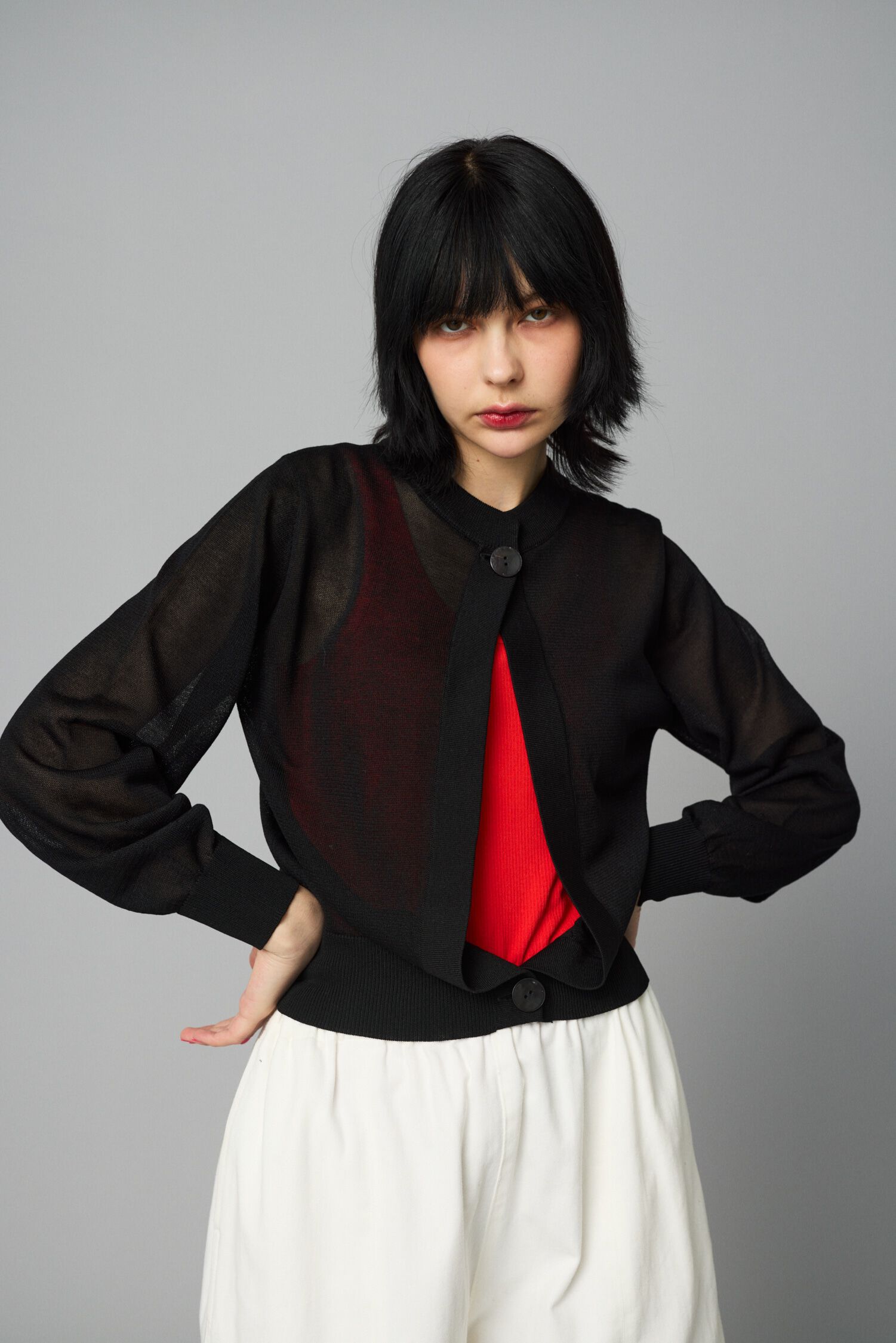 HeRIN.CYE「2way cardigan」|ニット・セーター|BLK