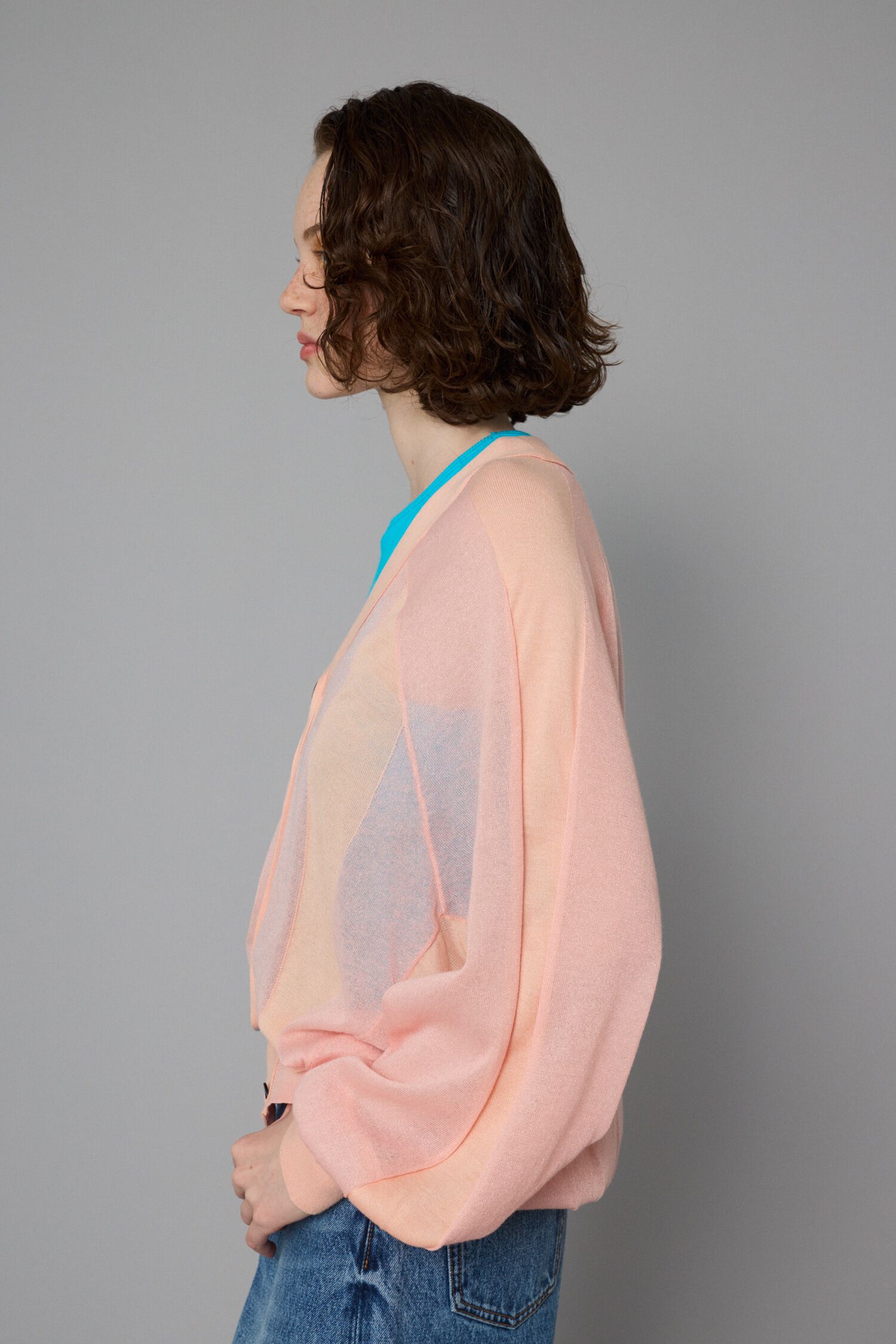 HeRIN.CYE「Color block sheer cardigan」|カーディガン|