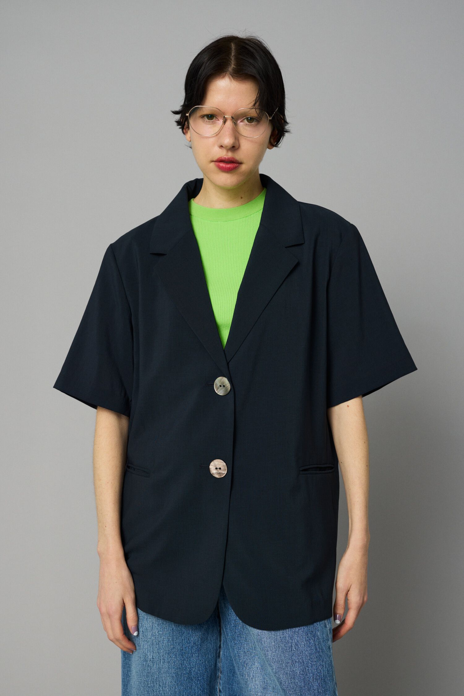 HeRIN.CYE「Over size half  jacket」|その他|NVY