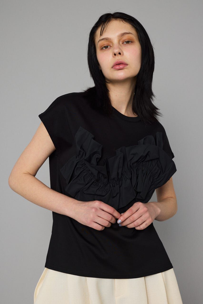 HeRIN.CYE「Wave attachment tops」|Tシャツ・カットソー|BLK