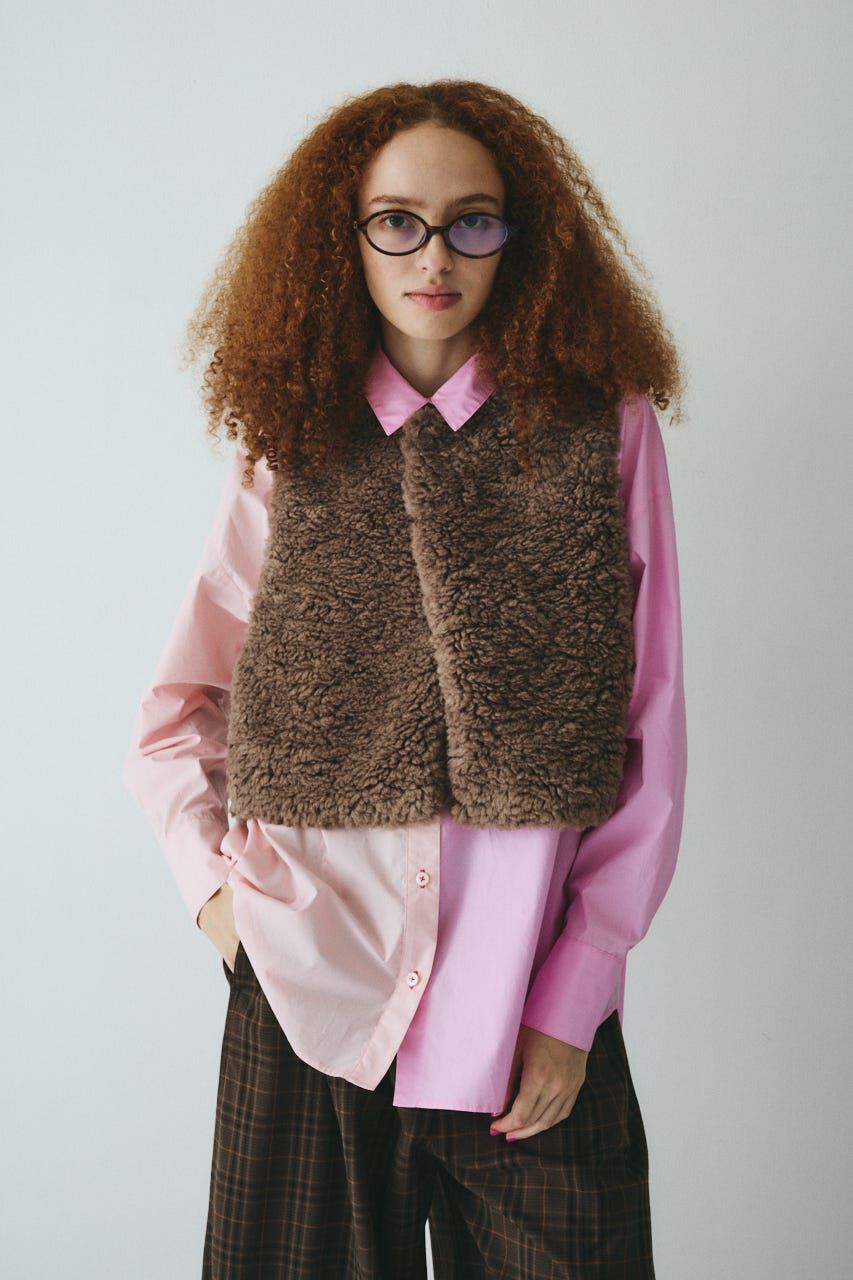 HeRIN.CYE「Fur like vest」|ダウンベスト・ベスト|BRN
