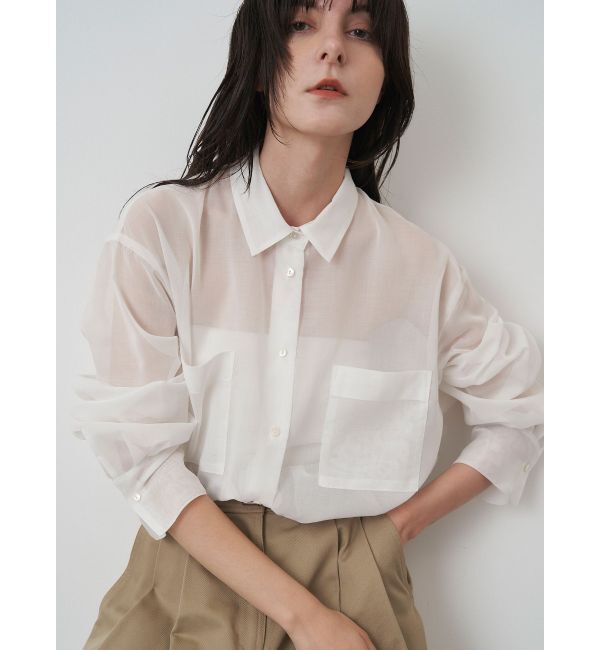 ELENDEEK「OVER SIZE SHEER SH」|シャツ・ブラウス|オフホワイト