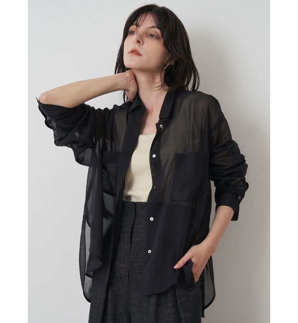 ELENDEEK「OVER SIZE SHEER SH」|シャツ・ブラウス|ブラック