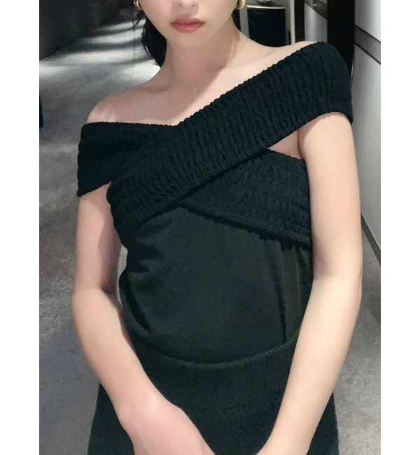 RESEXXY「オフショルデザイントップス」|Tシャツ・カットソー|ブラック