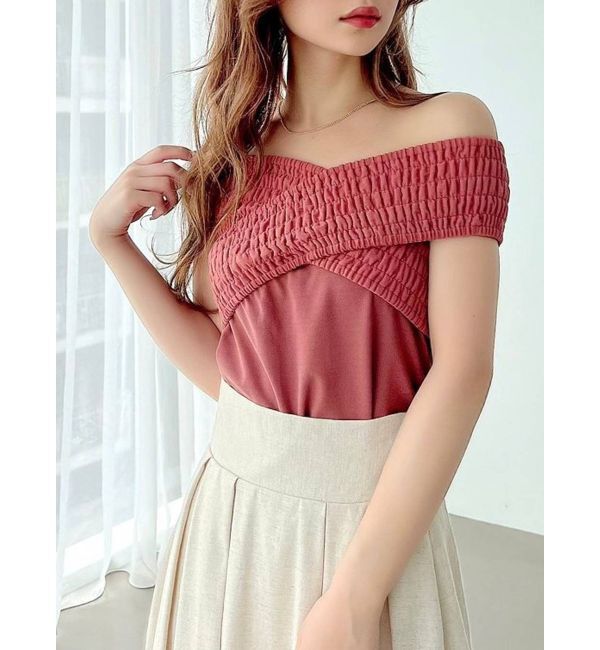 RESEXXY「オフショルデザイントップス」|Tシャツ・カットソー|ピンク