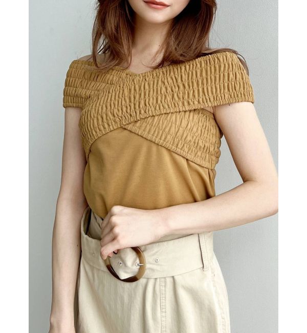 RESEXXY「オフショルデザイントップス」|Tシャツ・カットソー|マスタード