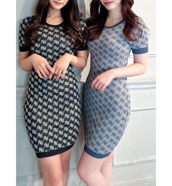 RESEXXY「ラメジャガードミニニットワンピース」|ワンピース|ブルー