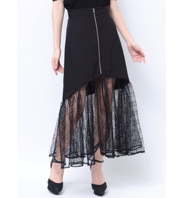 RESEXXY「スパンコールチュールZIPフレアスカート」|スカート|