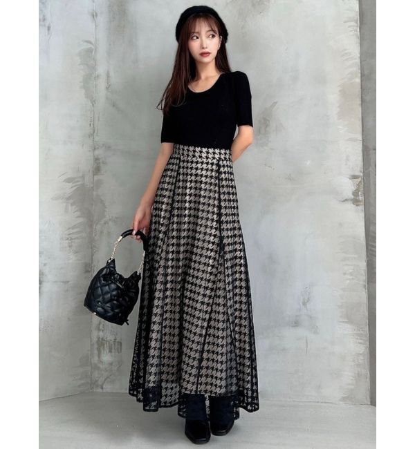 RESEXXY「ハウンドトゥースシアーフレアスカート」|スカート|