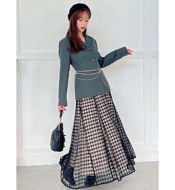RESEXXY「ハウンドトゥースシアーフレアスカート」|スカート|