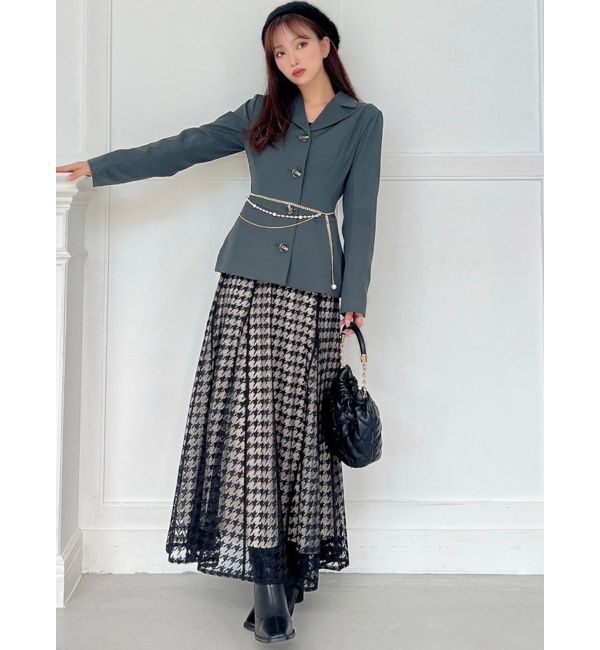 RESEXXY「ハウンドトゥースシアーフレアスカート」|スカート|
