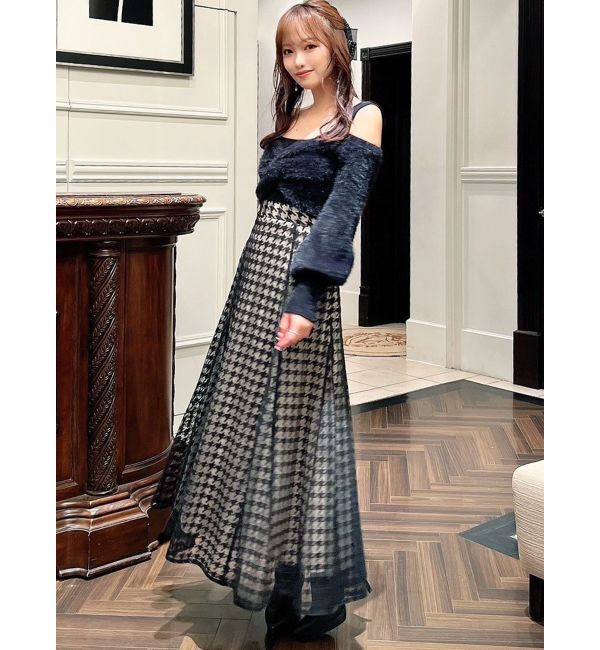 RESEXXY「ハウンドトゥースシアーフレアスカート」|スカート|