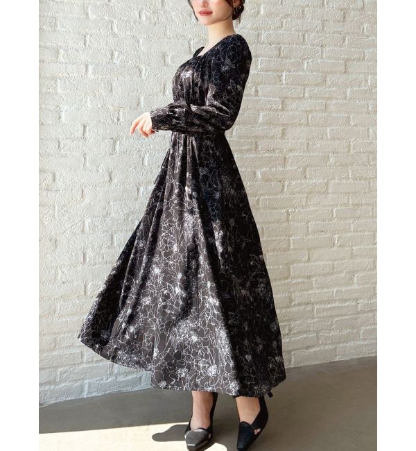 RESEXXY「フロントギャザーフレアロングワンピース」|ワンピース|