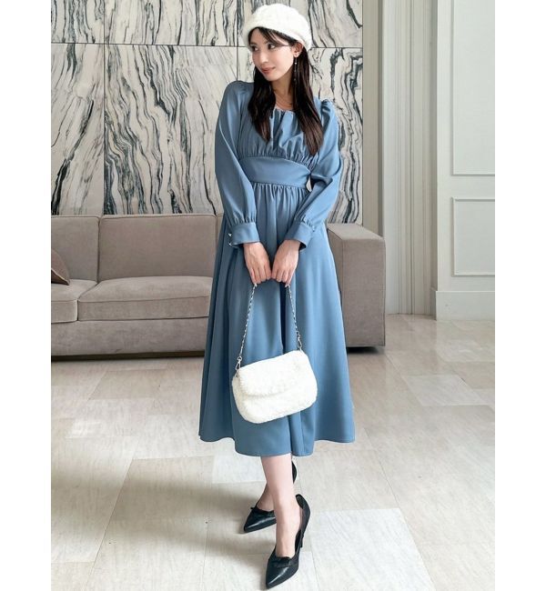 RESEXXY「フロントギャザーフレアロングワンピース」|ワンピース|