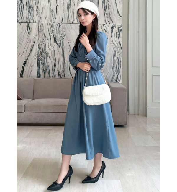 RESEXXY「フロントギャザーフレアロングワンピース」|ワンピース|