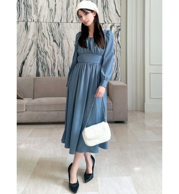 RESEXXY「フロントギャザーフレアロングワンピース」|ワンピース|