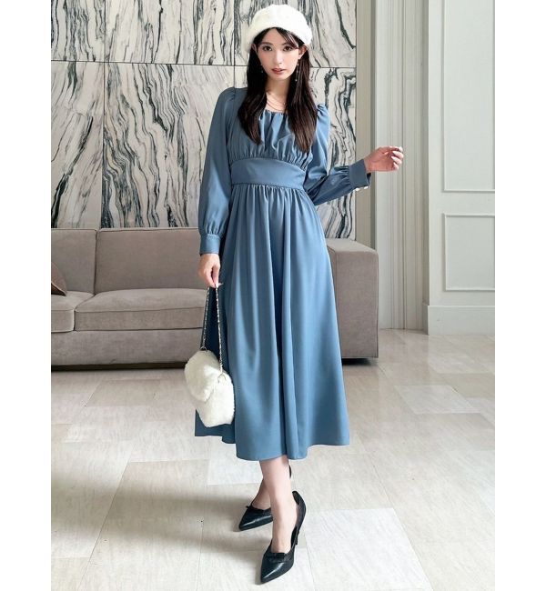 RESEXXY「フロントギャザーフレアロングワンピース」|ワンピース|