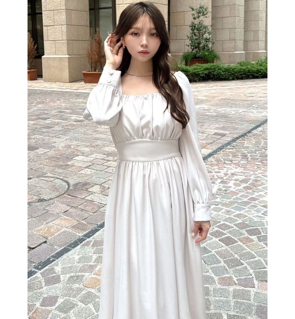 RESEXXY「フロントギャザーフレアロングワンピース」|ワンピース|