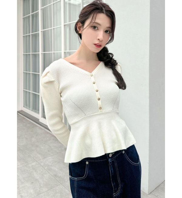 RESEXXY「バックリボンペプラムニットトップス」|ニット・セーター|