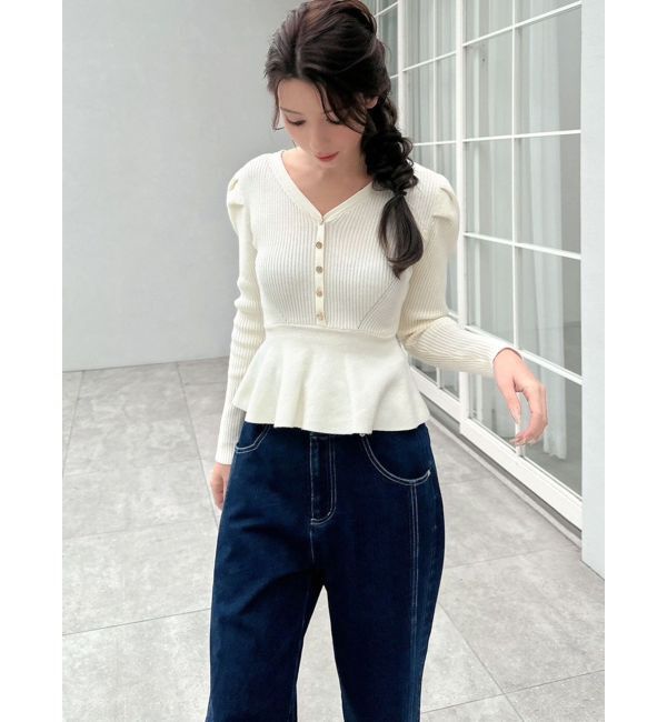 RESEXXY「バックリボンペプラムニットトップス」|ニット・セーター|