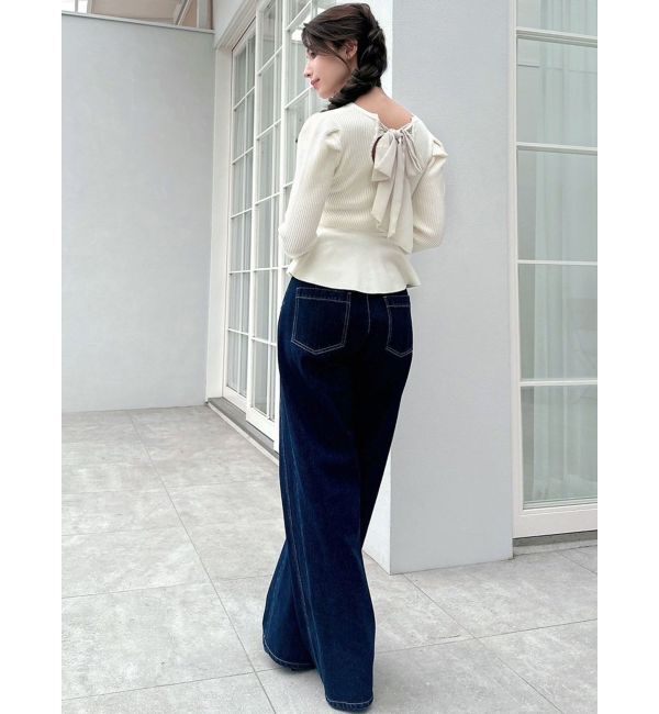 RESEXXY「バックリボンペプラムニットトップス」|ニット・セーター|