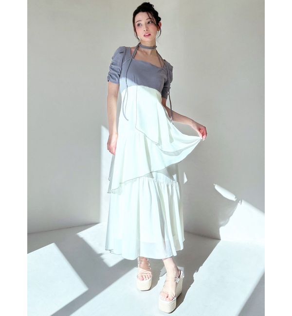 RESEXXY「バイカラーメローフレアワンピース」|ワンピース|