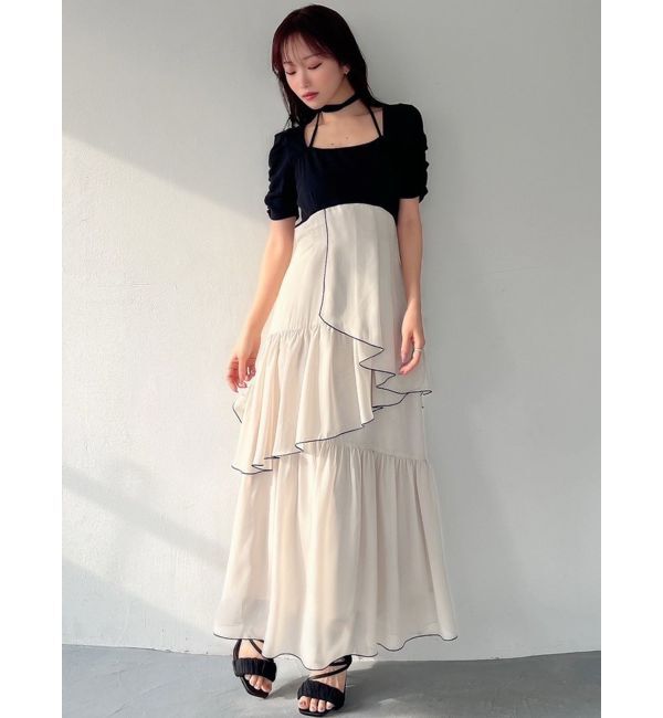 RESEXXY「バイカラーメローフレアワンピース」|ワンピース|