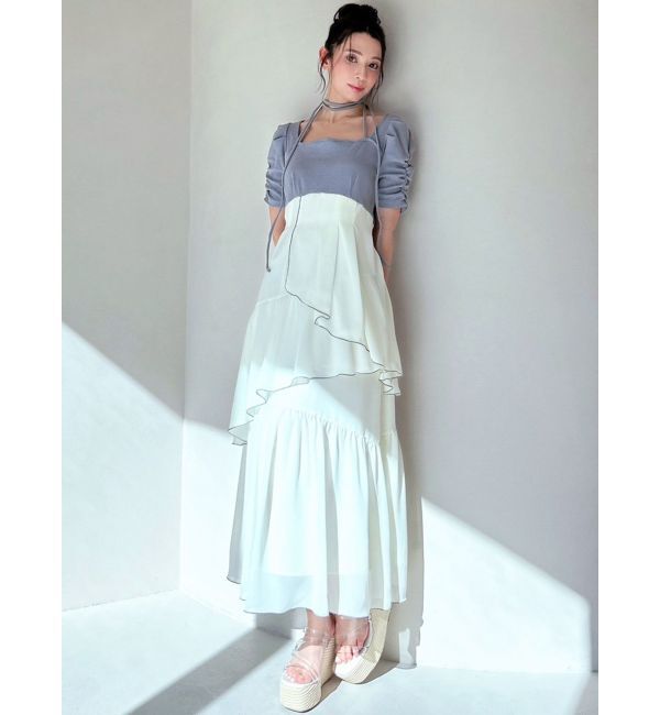 RESEXXY「バイカラーメローフレアワンピース」|ワンピース|