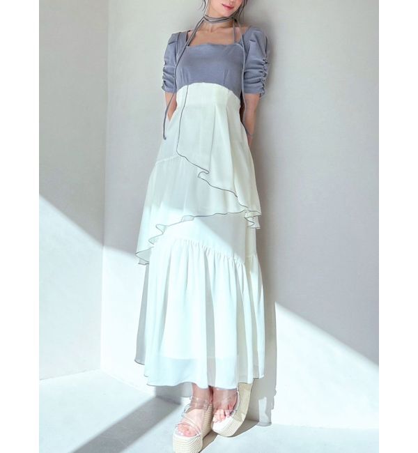 RESEXXY「バイカラーメローフレアワンピース」|ワンピース|ブルー