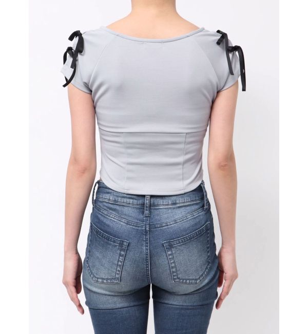 RESEXXY「スクエアカットショルダーリボントップス」|Tシャツ・カットソー|