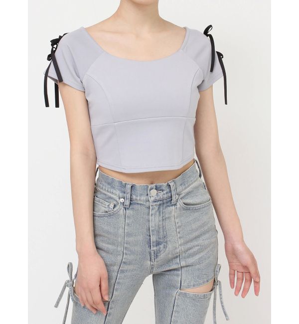 RESEXXY「スクエアカットショルダーリボントップス」|Tシャツ・カットソー|