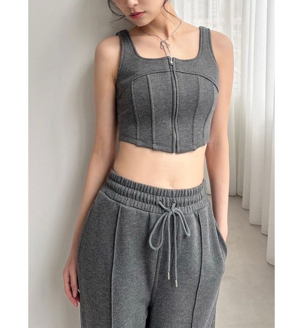 RESEXXY「センターZIPコルセットトップス【セットアップ着用可能】」|タンクトップ|チャコールグレー
