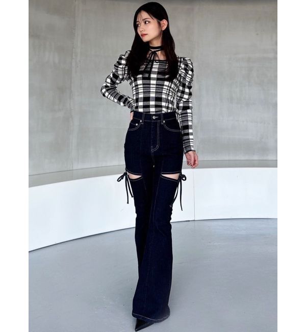 RESEXXY「【追加生産分】カットアウトリボンデニムパンツ」|デニム|