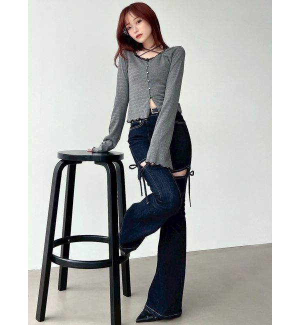 RESEXXY「【追加生産分】カットアウトリボンデニムパンツ」|デニム|