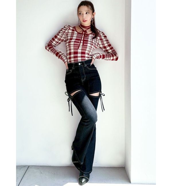 RESEXXY「【追加生産分】カットアウトリボンデニムパンツ」|デニム|