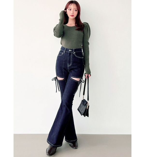 RESEXXY「【追加生産分】カットアウトリボンデニムパンツ」|デニム|