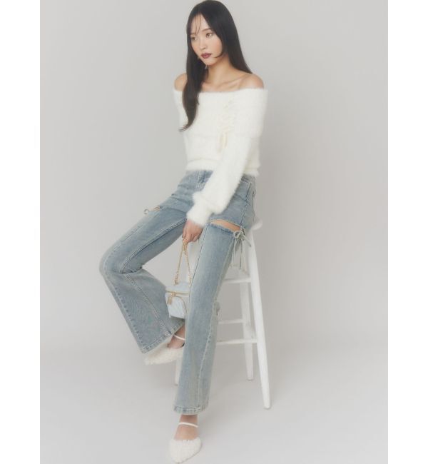 RESEXXY「【追加生産分】カットアウトリボンデニムパンツ」|デニム|