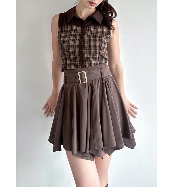 RESEXXY「ランダムヘムラッフルミニスカート」|スカート|ブラウン